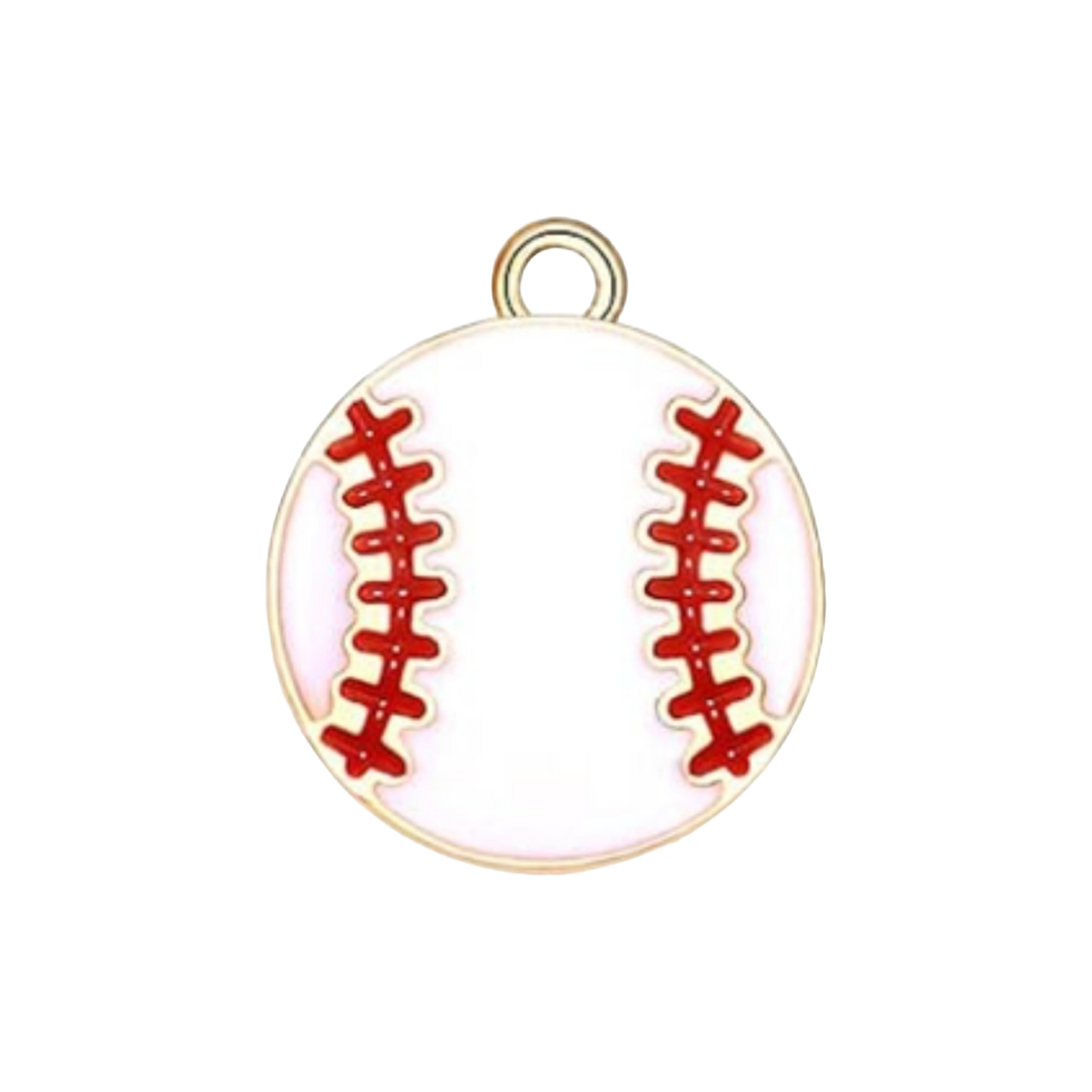 white and red baseball charm