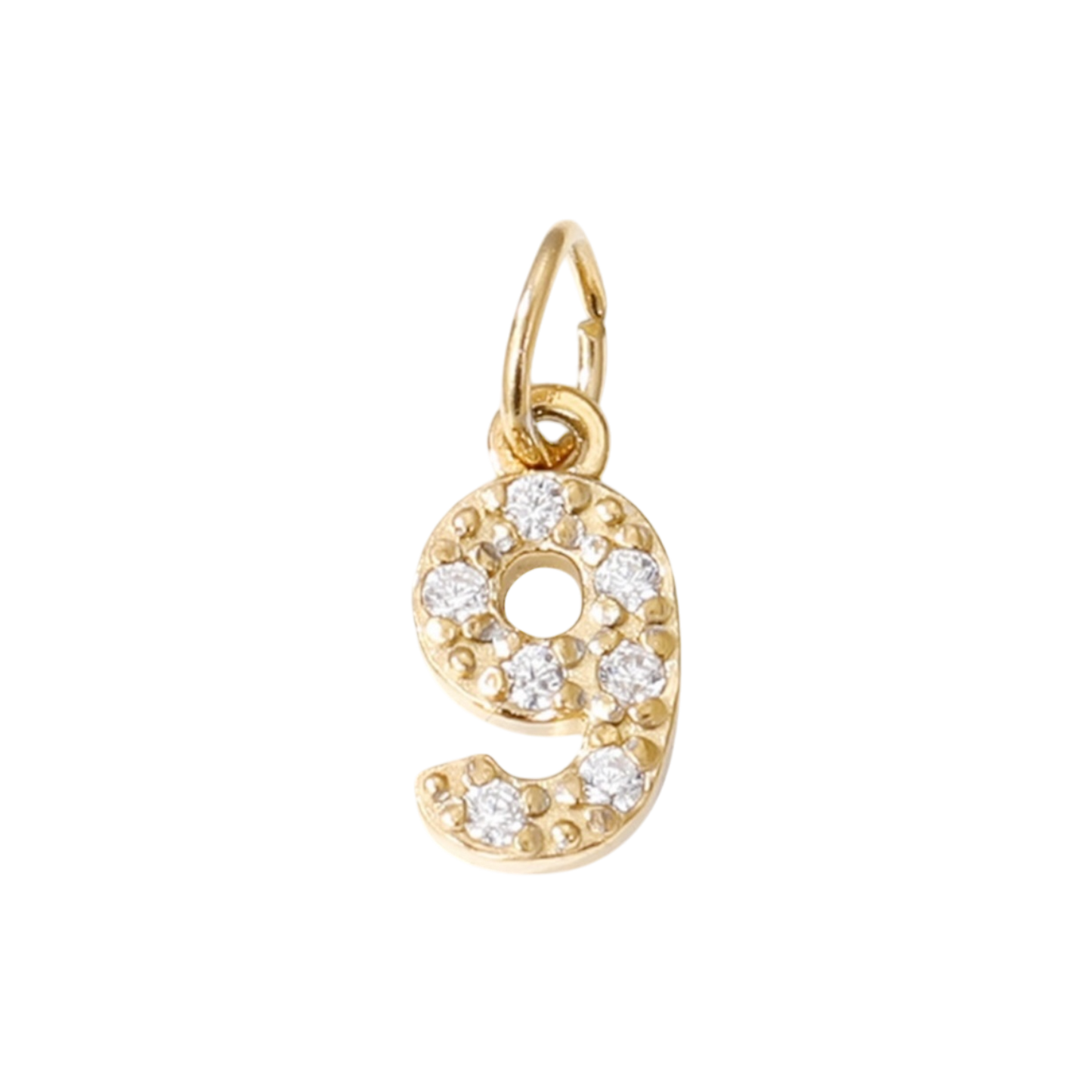 gold rhinestone number charm