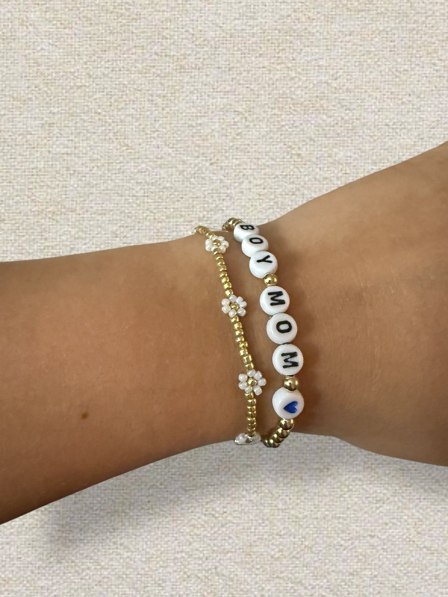 BOY MOM 14k gold filled beaded bracelet