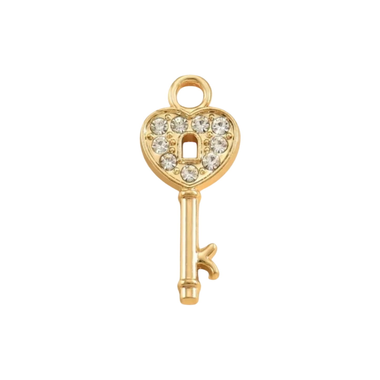 gold key rhinestone charm