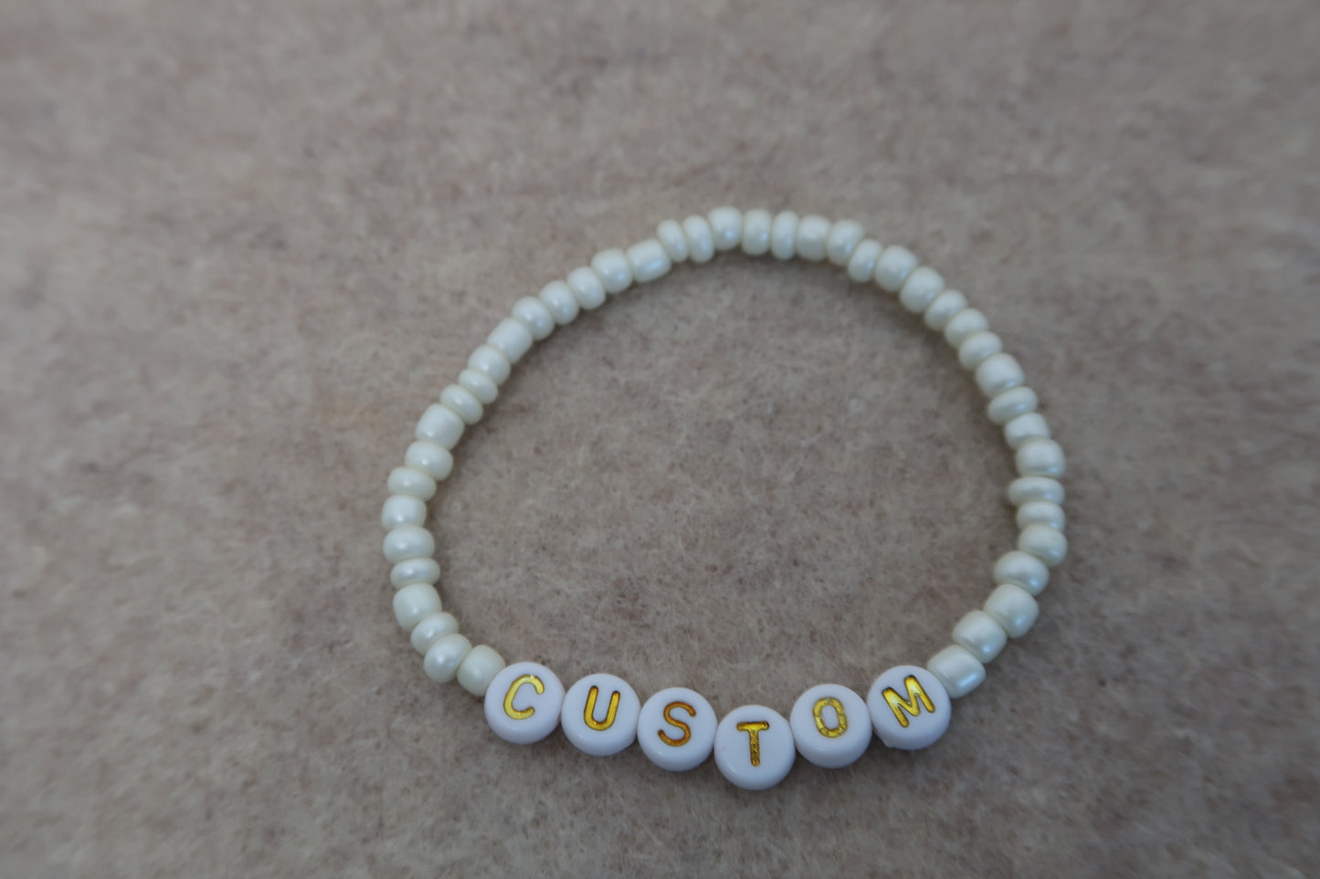 custom beaded bracelet in white