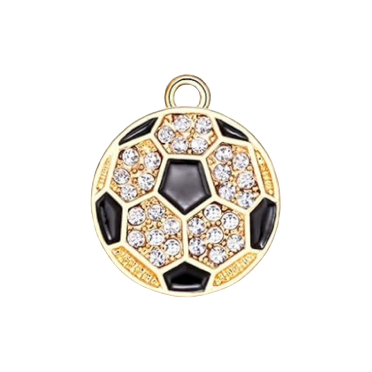 gold soccer rhinestone charm