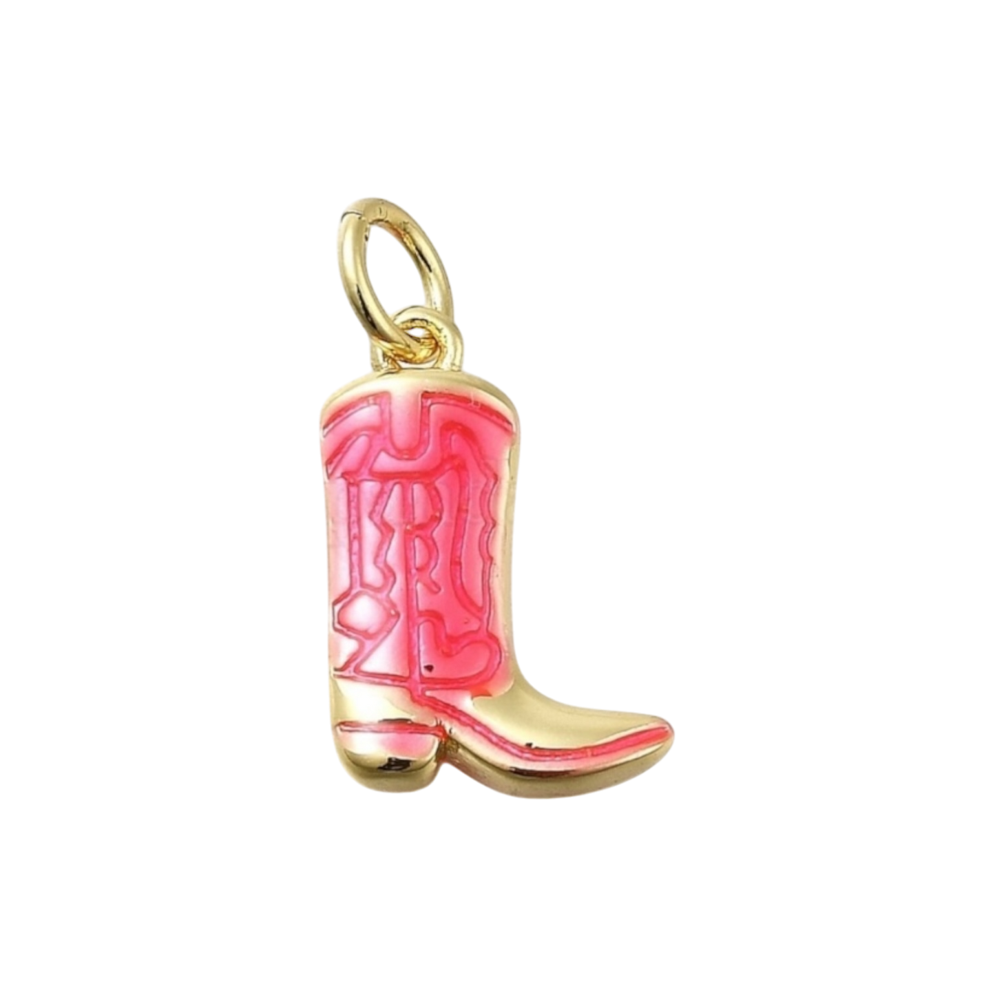 pink and gold cowboy boot charm (2)