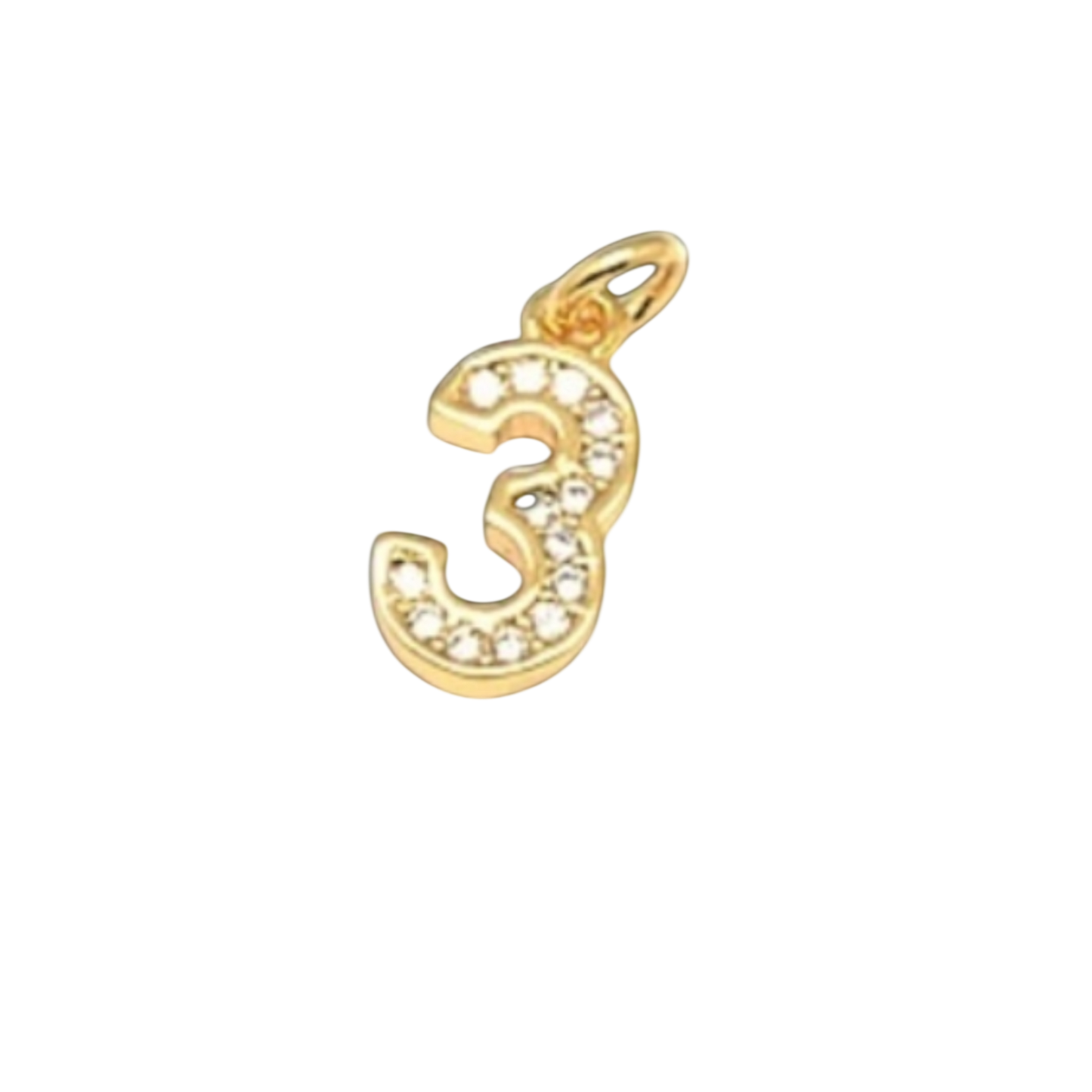 gold rhinestone number charm