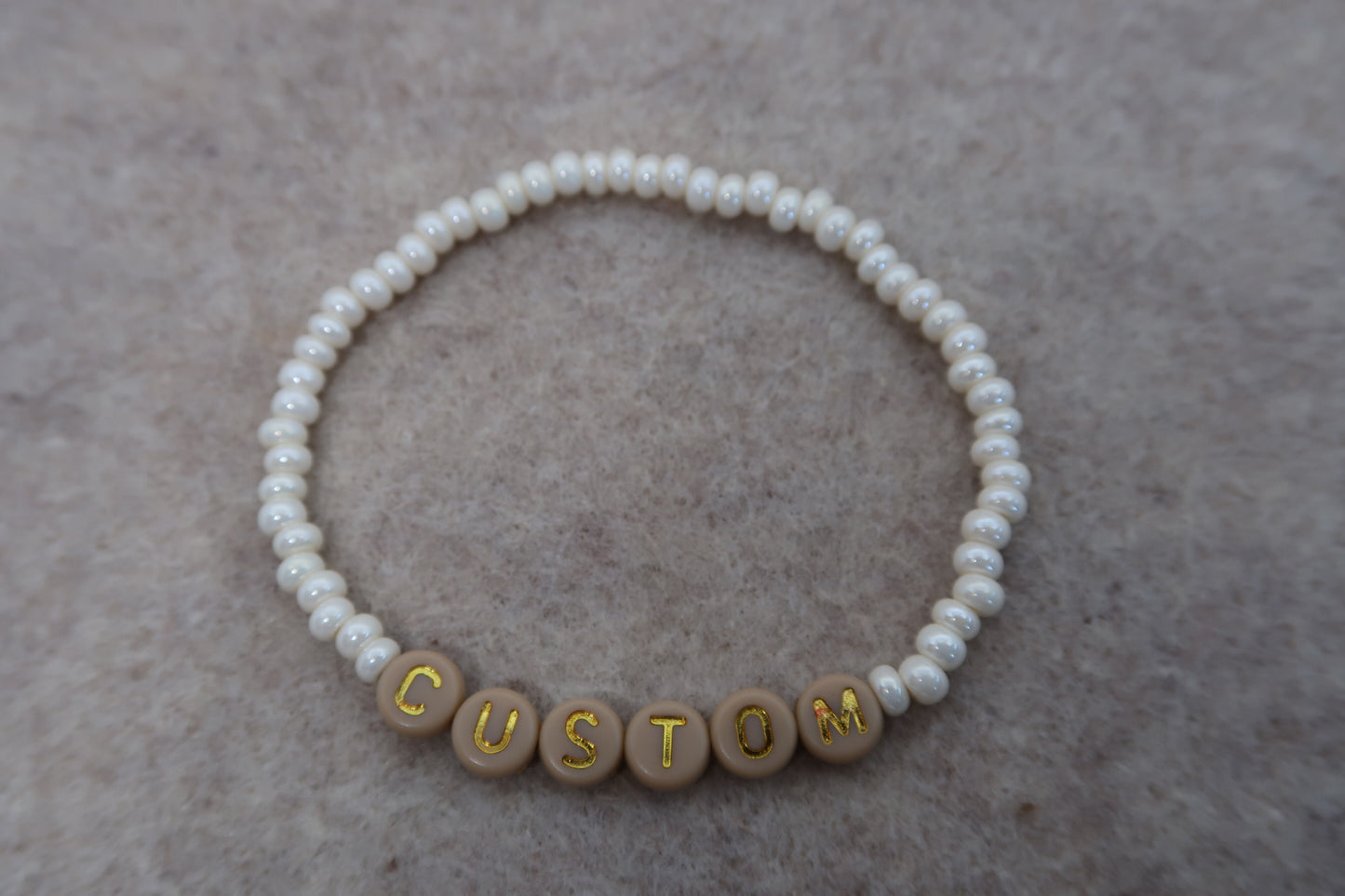 custom beaded bracelet in warm vanilla