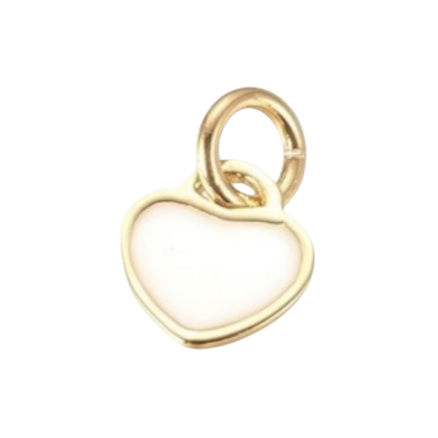 white and gold heart charm