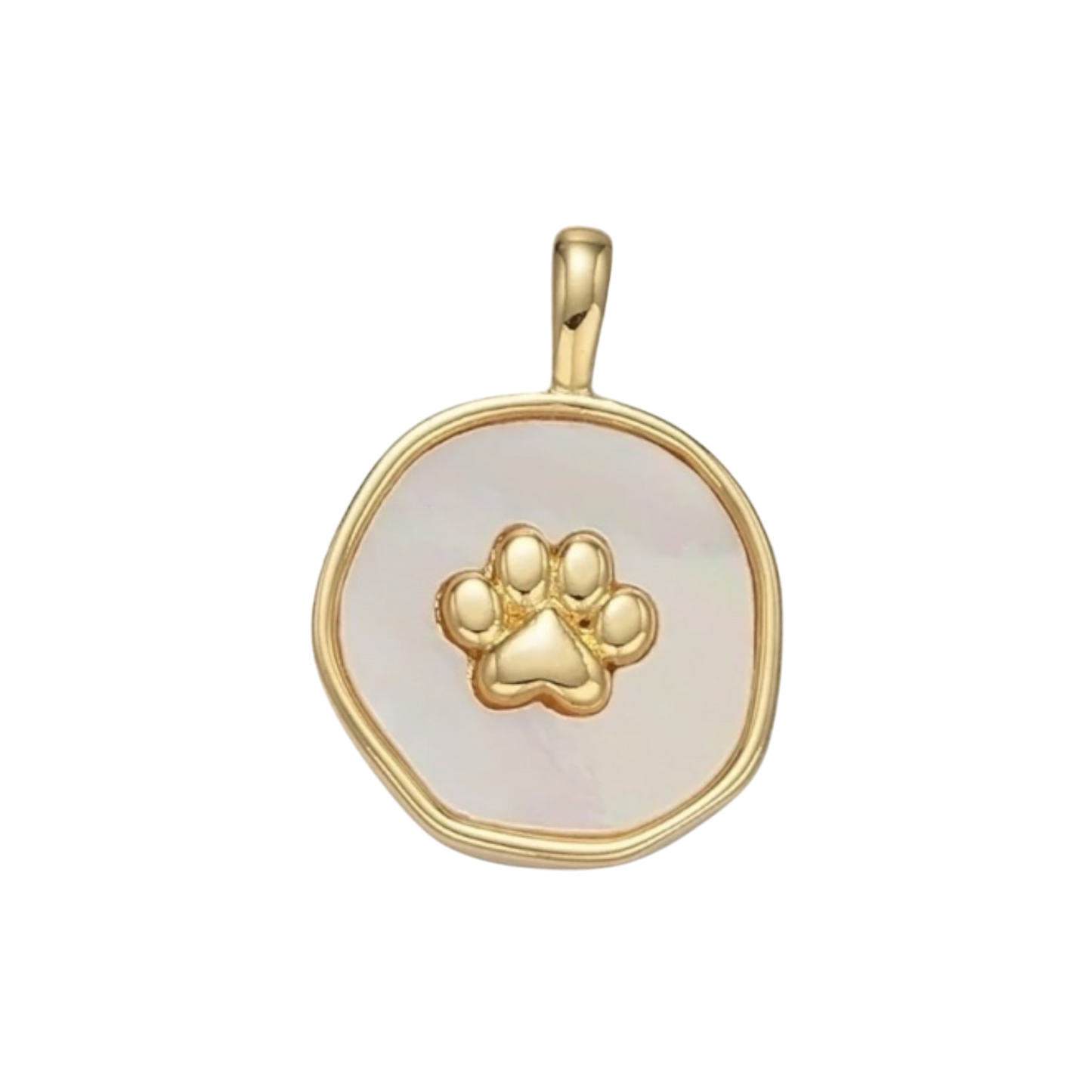 gold and white paw pendant