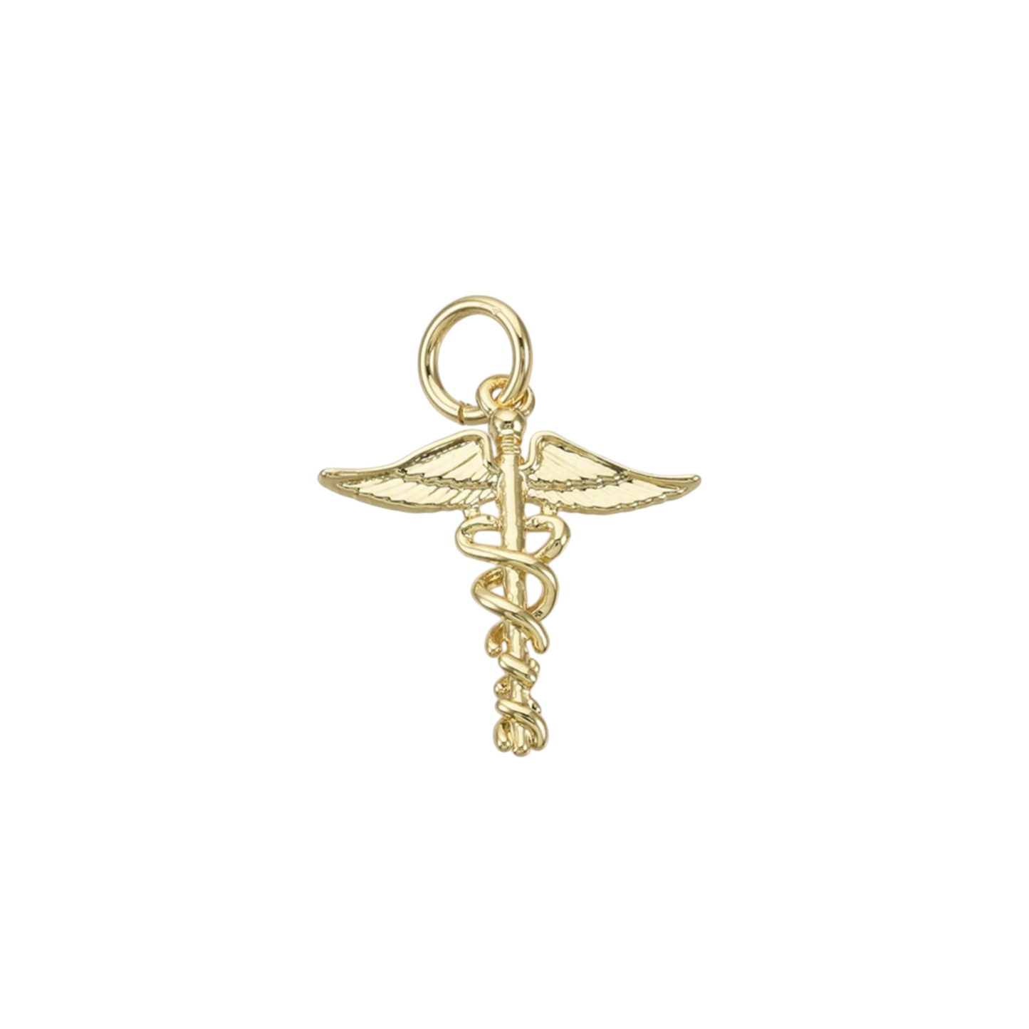 caduceus medical symbol charm gold