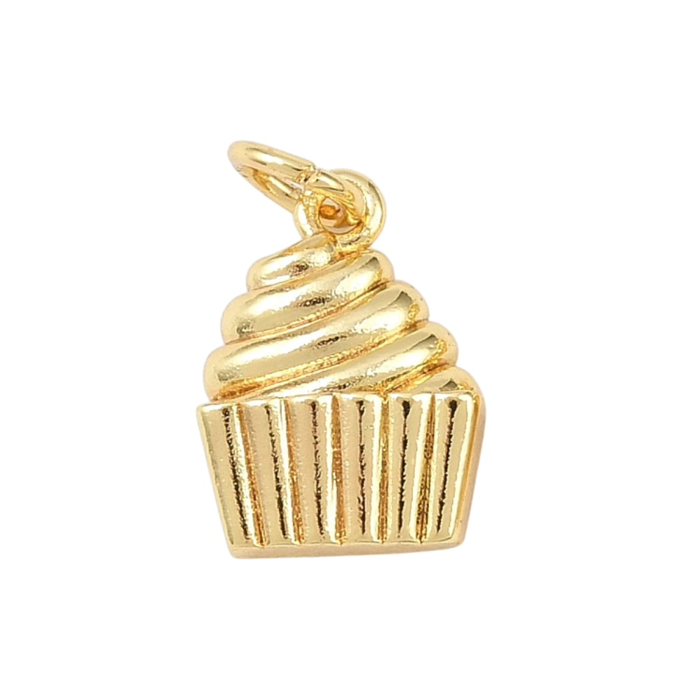 frosted cupcake charm gold