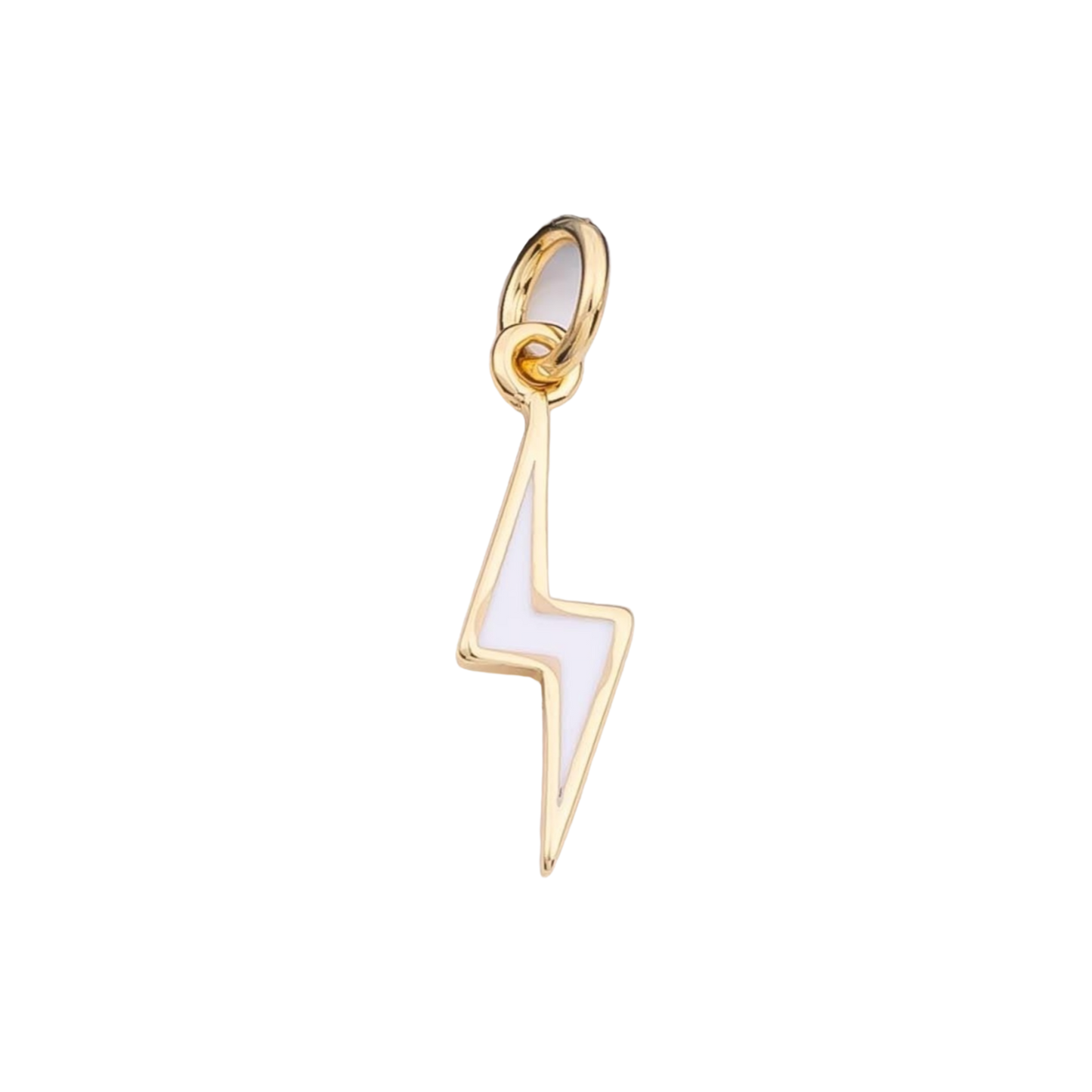 gold and white lightning bolt charm