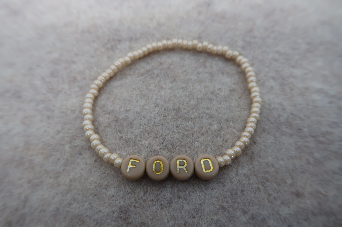 custom beaded bracelet in salted caramel