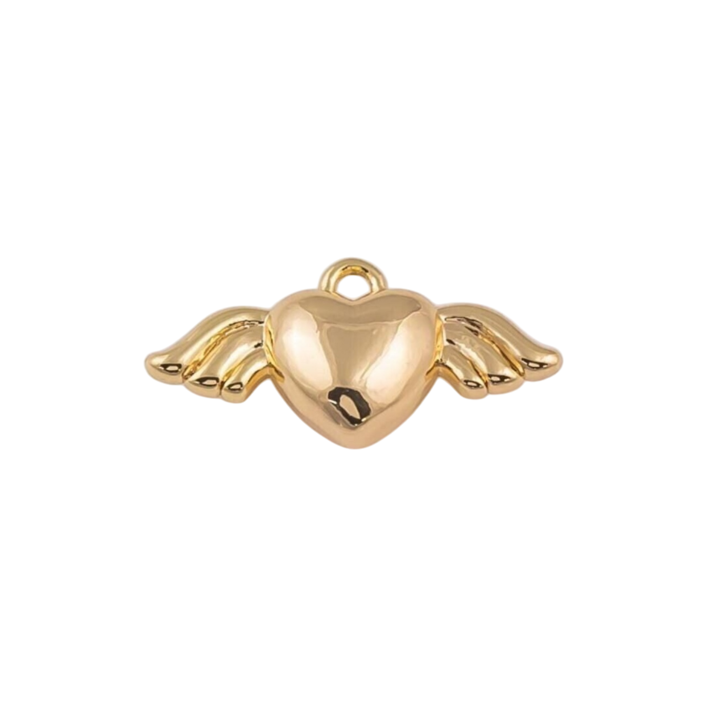 gold angel wing and heart charm