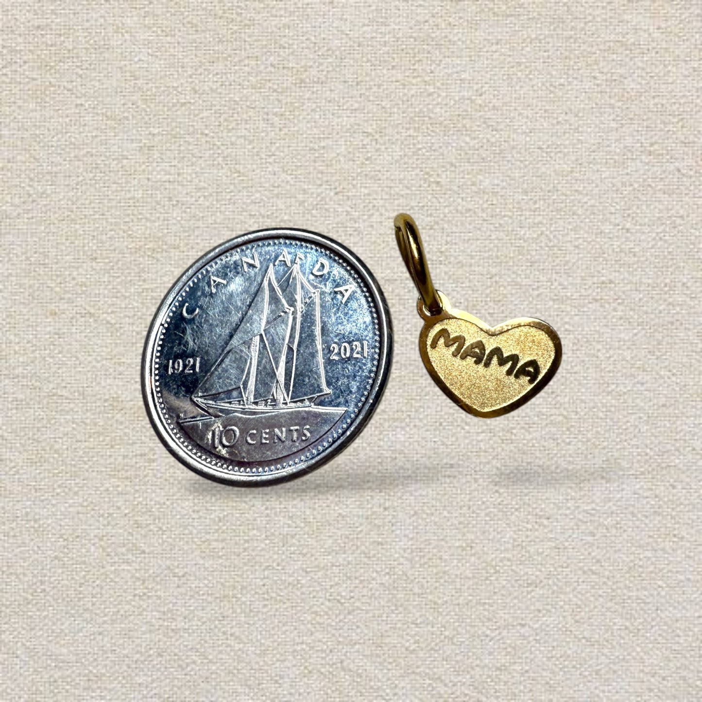 gold mama heart pendant charm