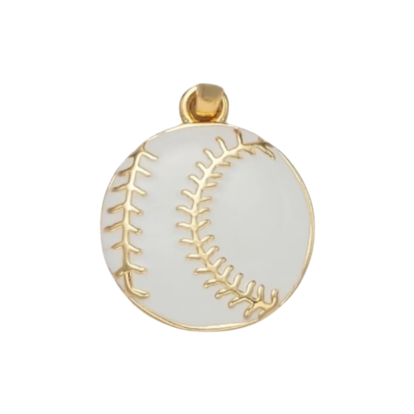 gold and white baseball charm