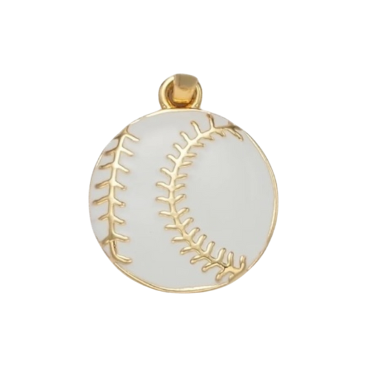 gold and white baseball charm