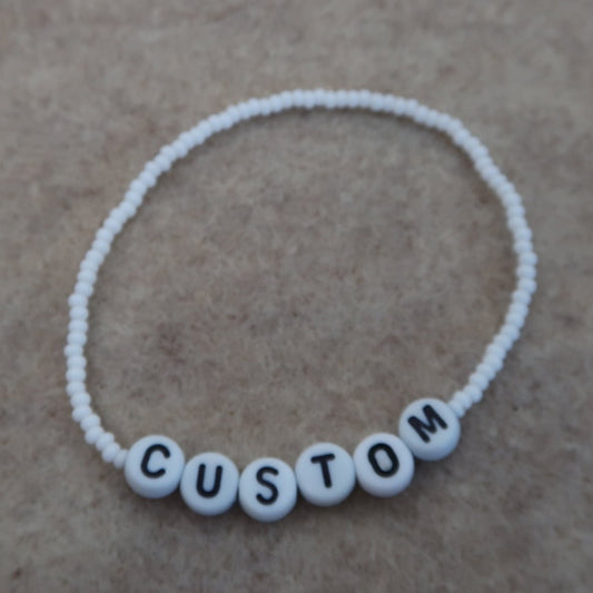 custom beaded bracelet in white