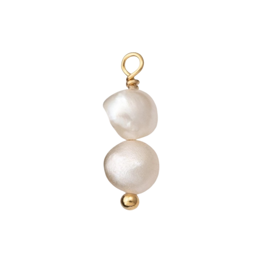 gold double pearl charm