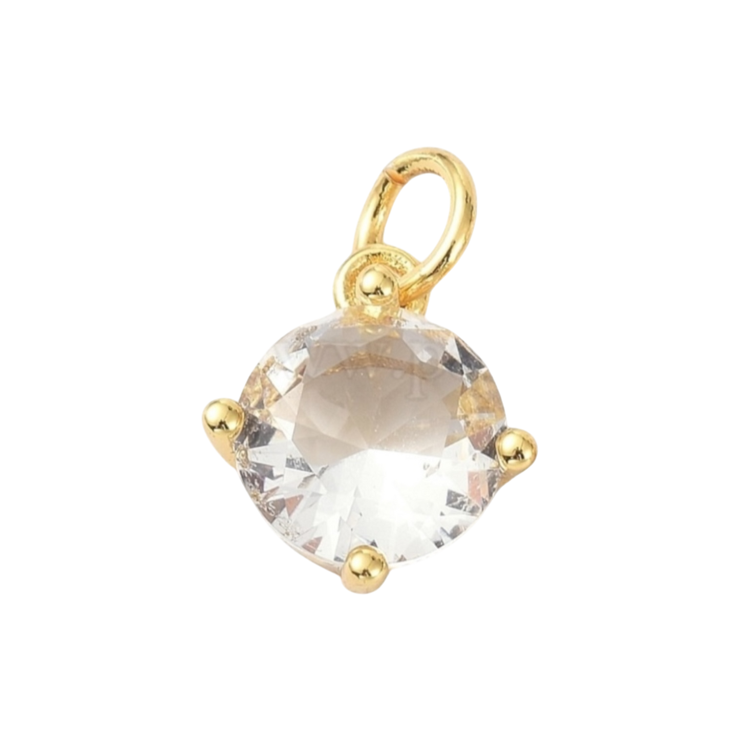 gold round cubic zirconia charm