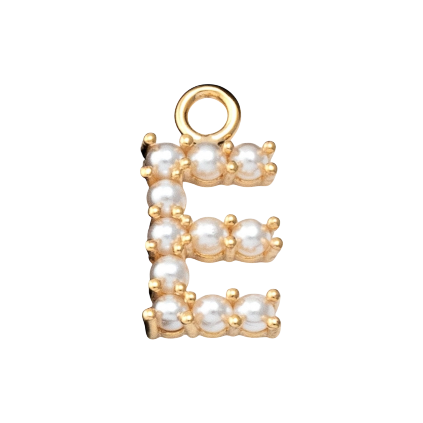 gold pearl initial charm