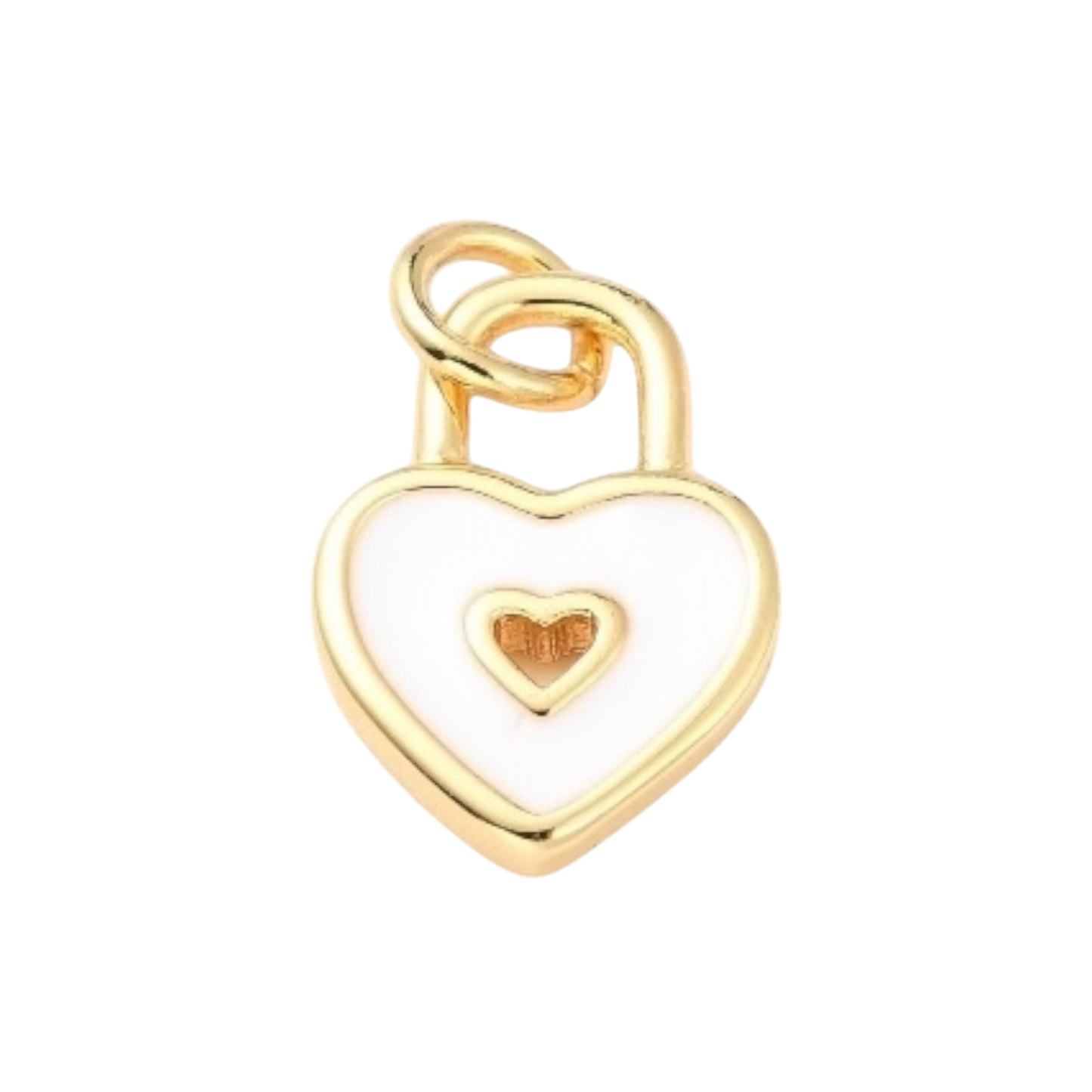 gold and white heart charm