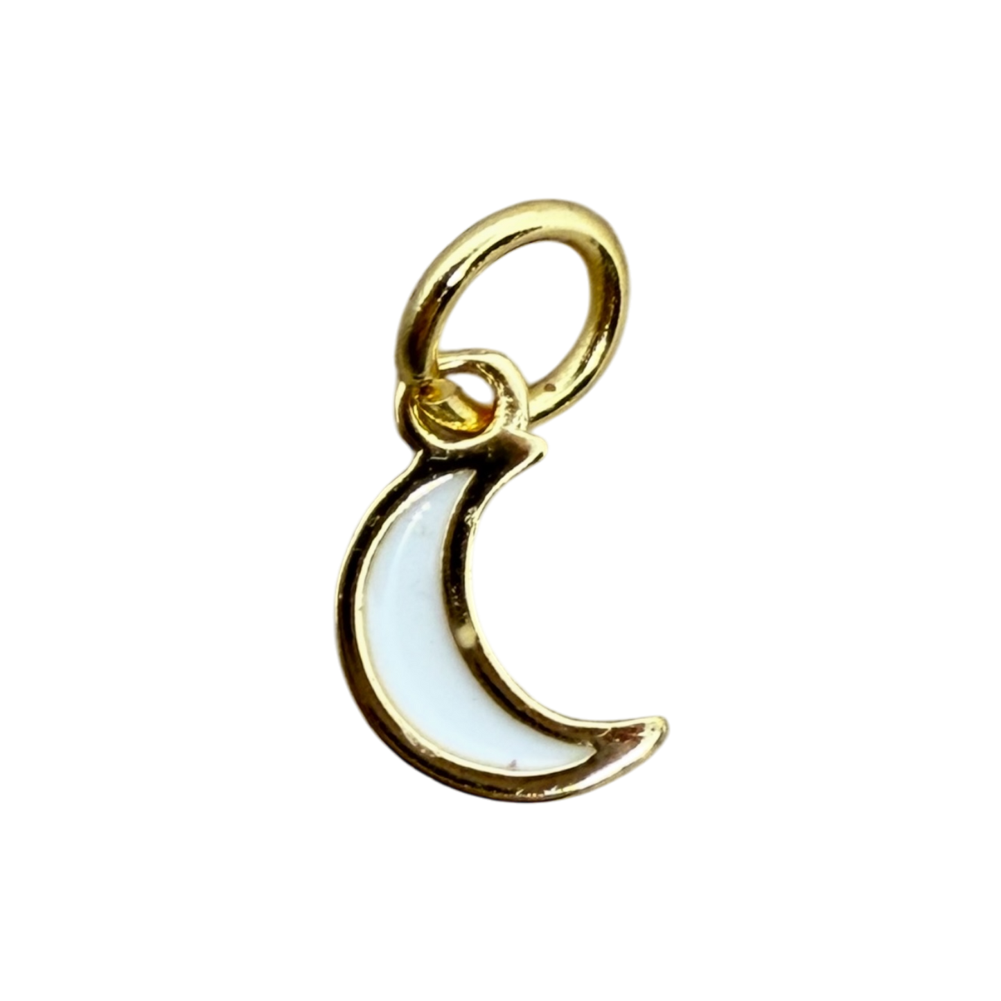 gold and white mini moon charm