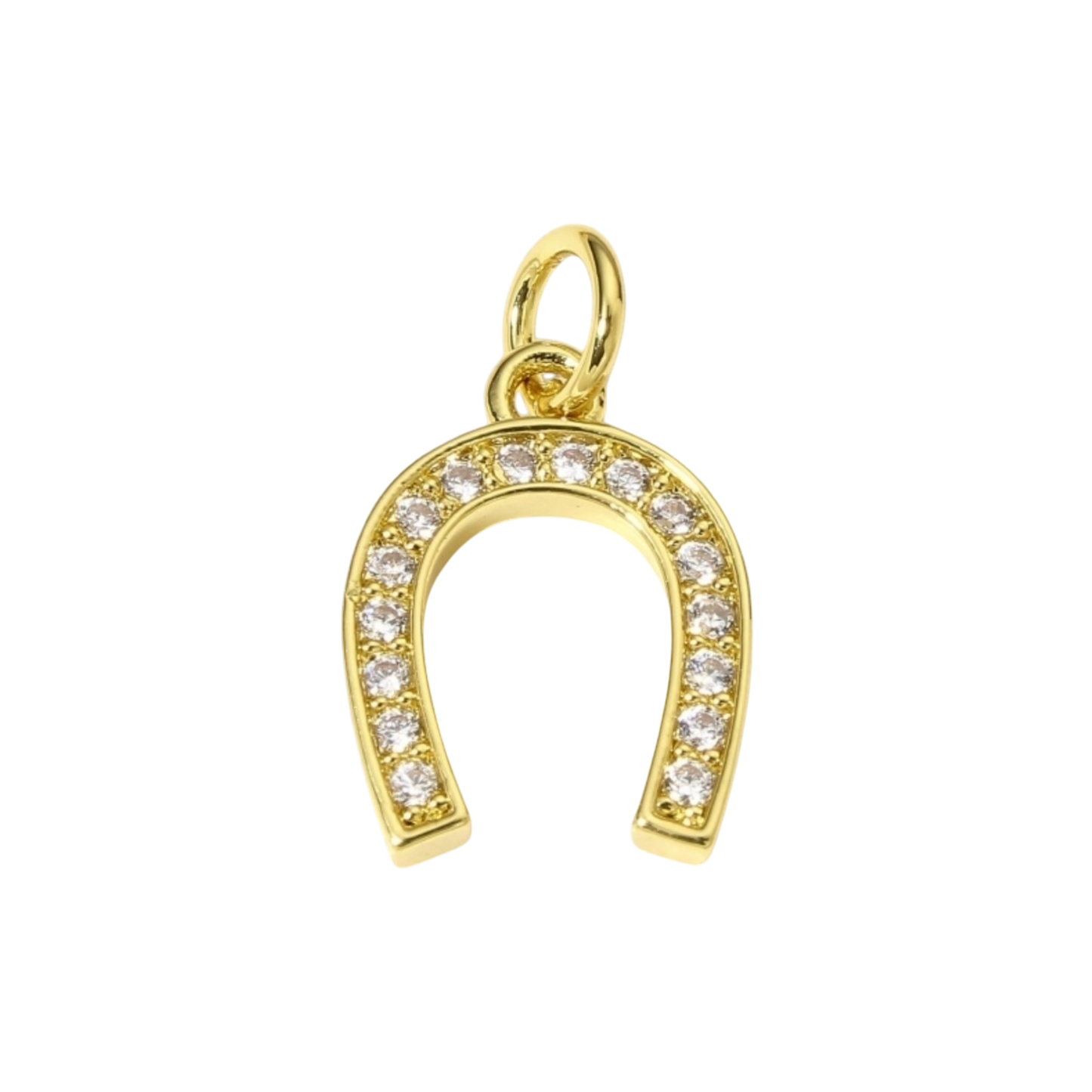 Gold horseshoe rhinestone charm