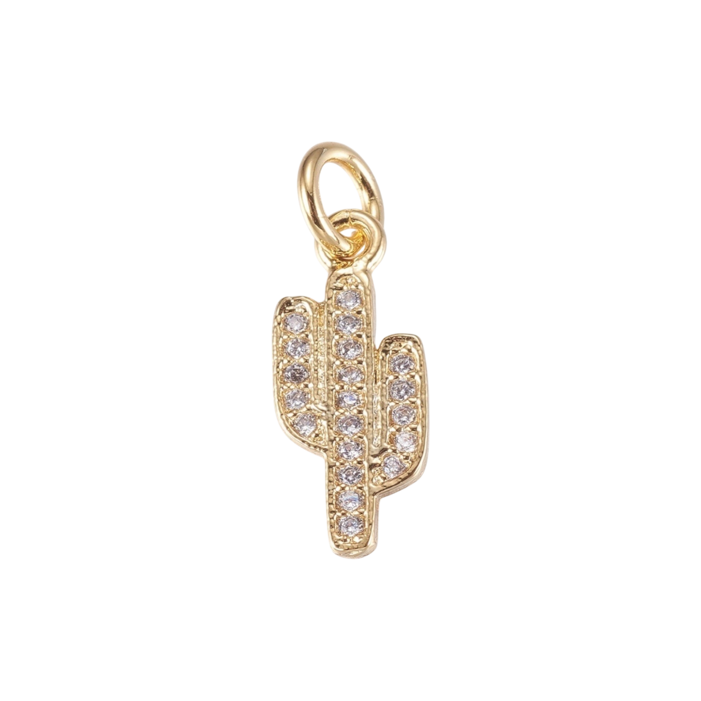 gold cactus rhinestone charm