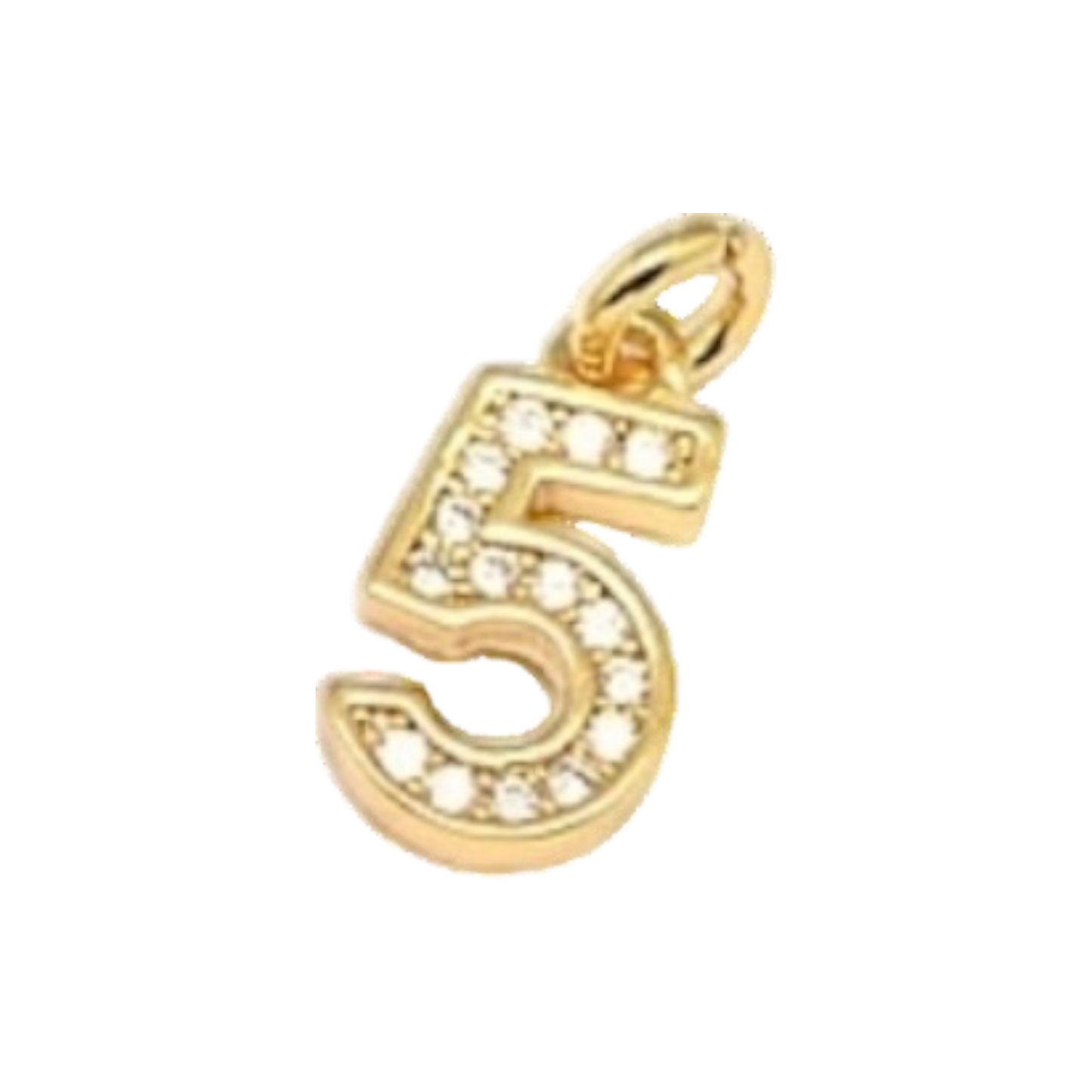 gold rhinestone number charm