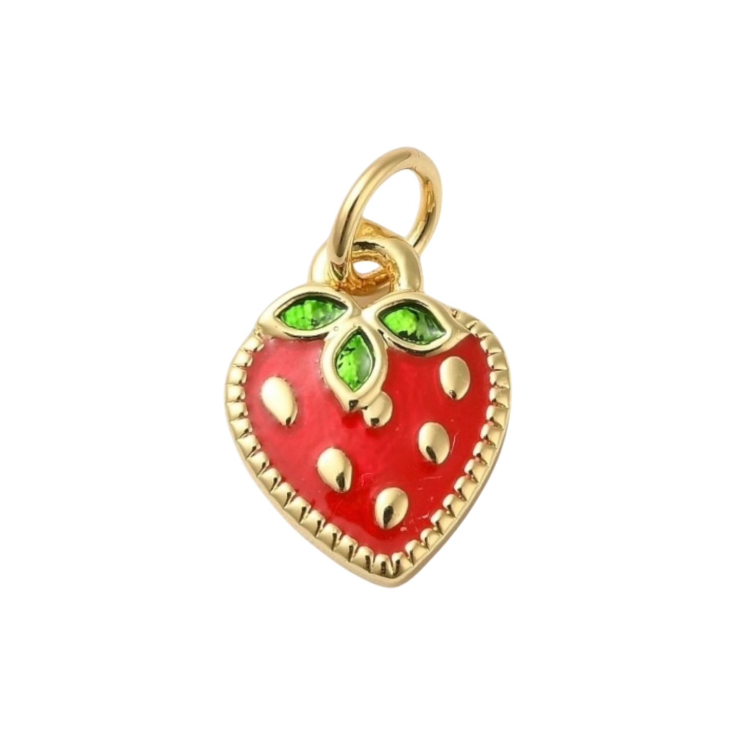 gold and red strawberry charm