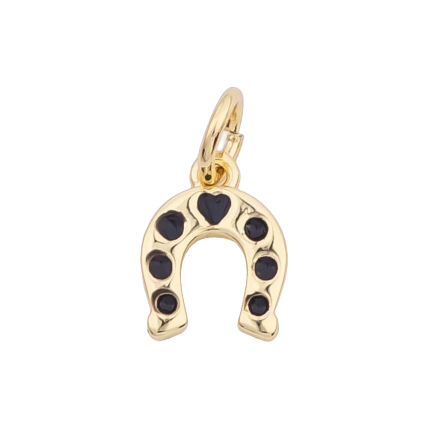 gold and black horseshoe charm