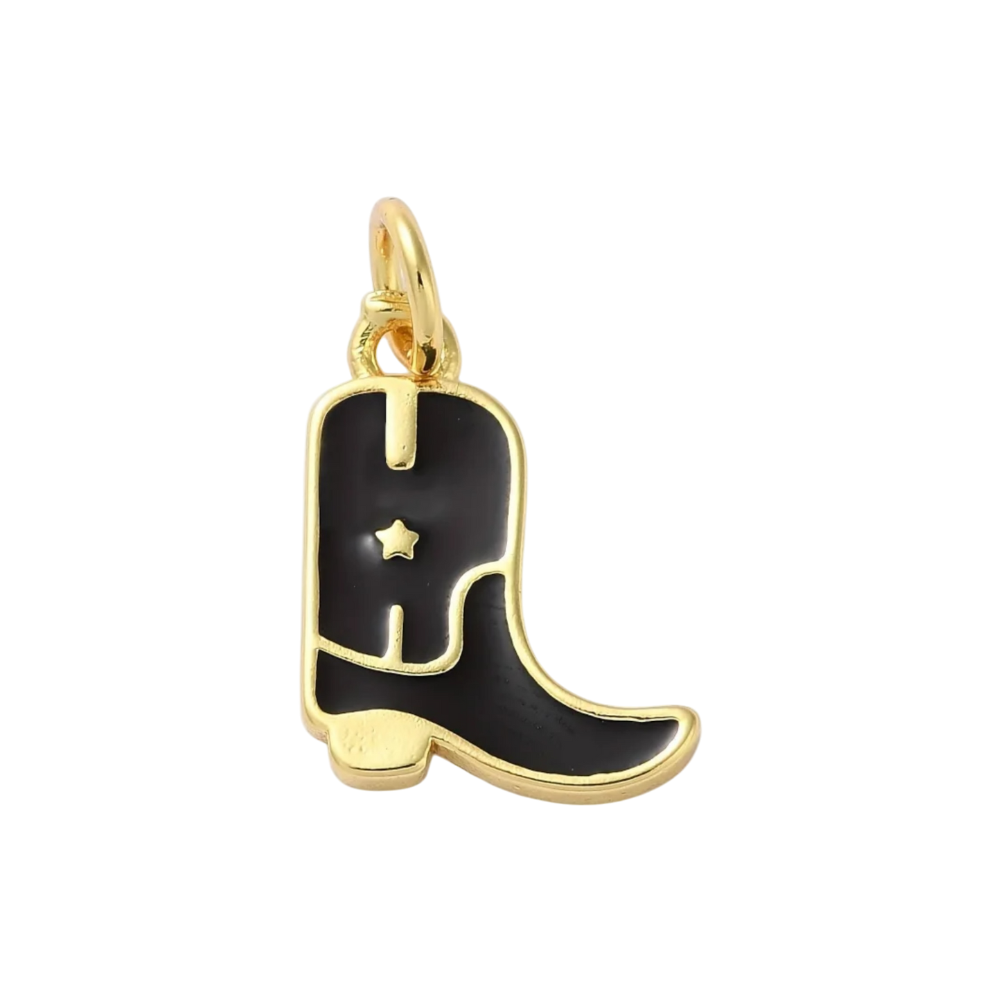 gold and black enamel cowboy boot charm