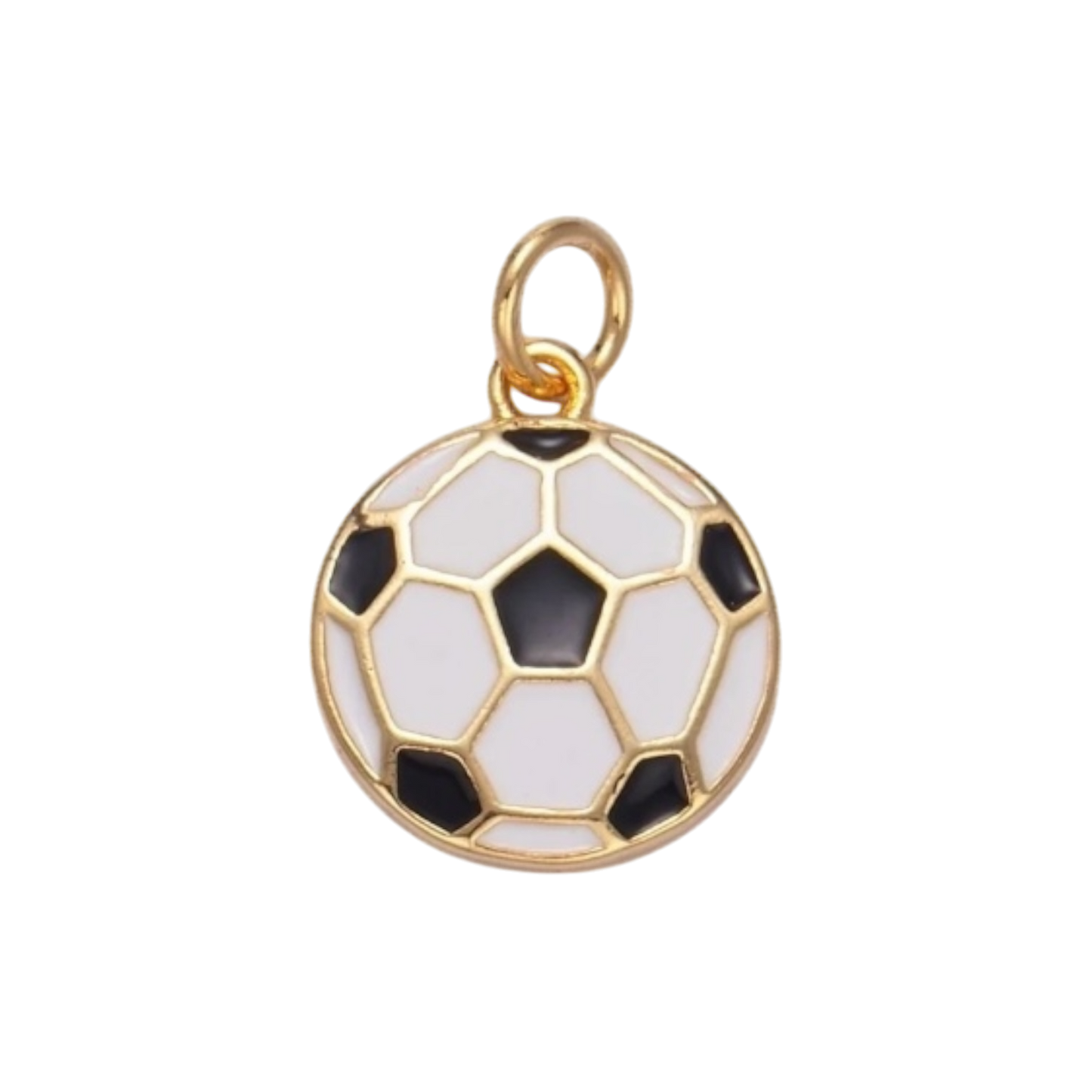 gold and white soccer charm