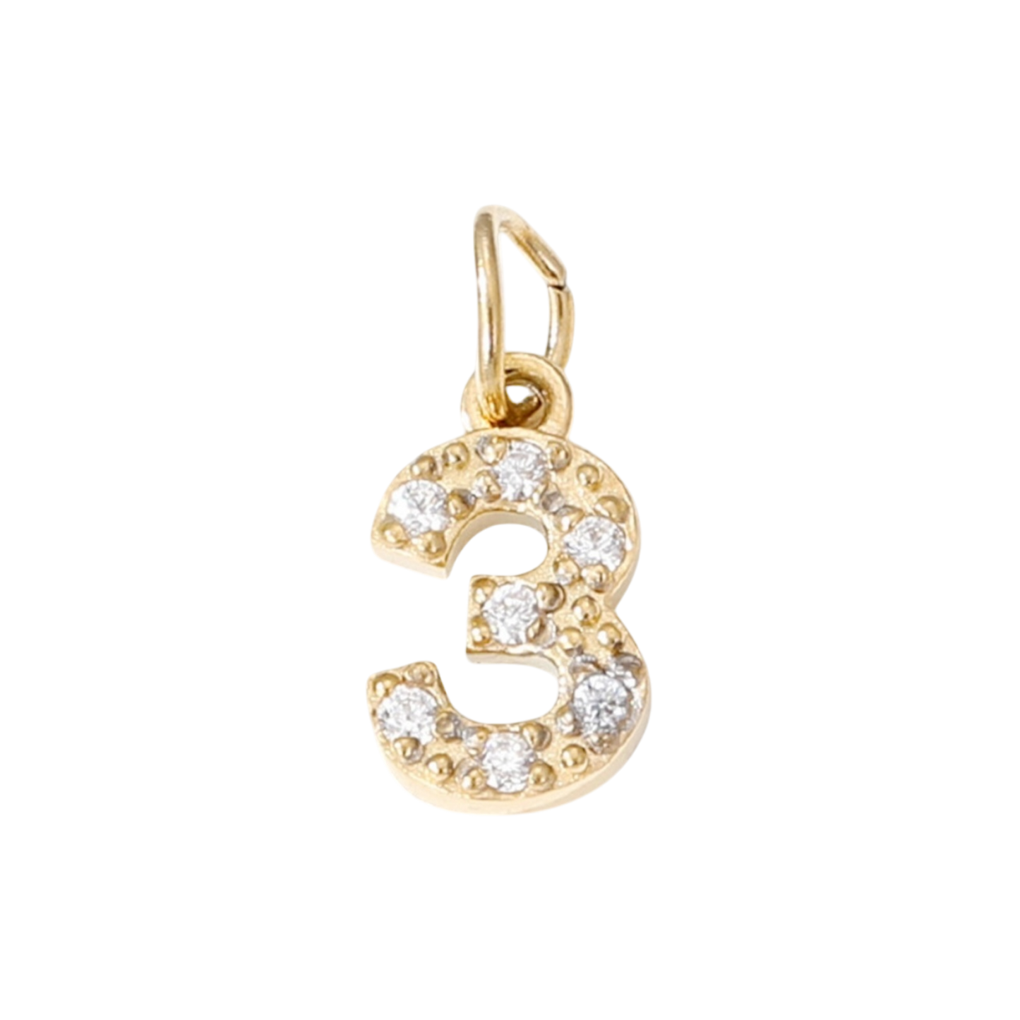 gold rhinestone number charm