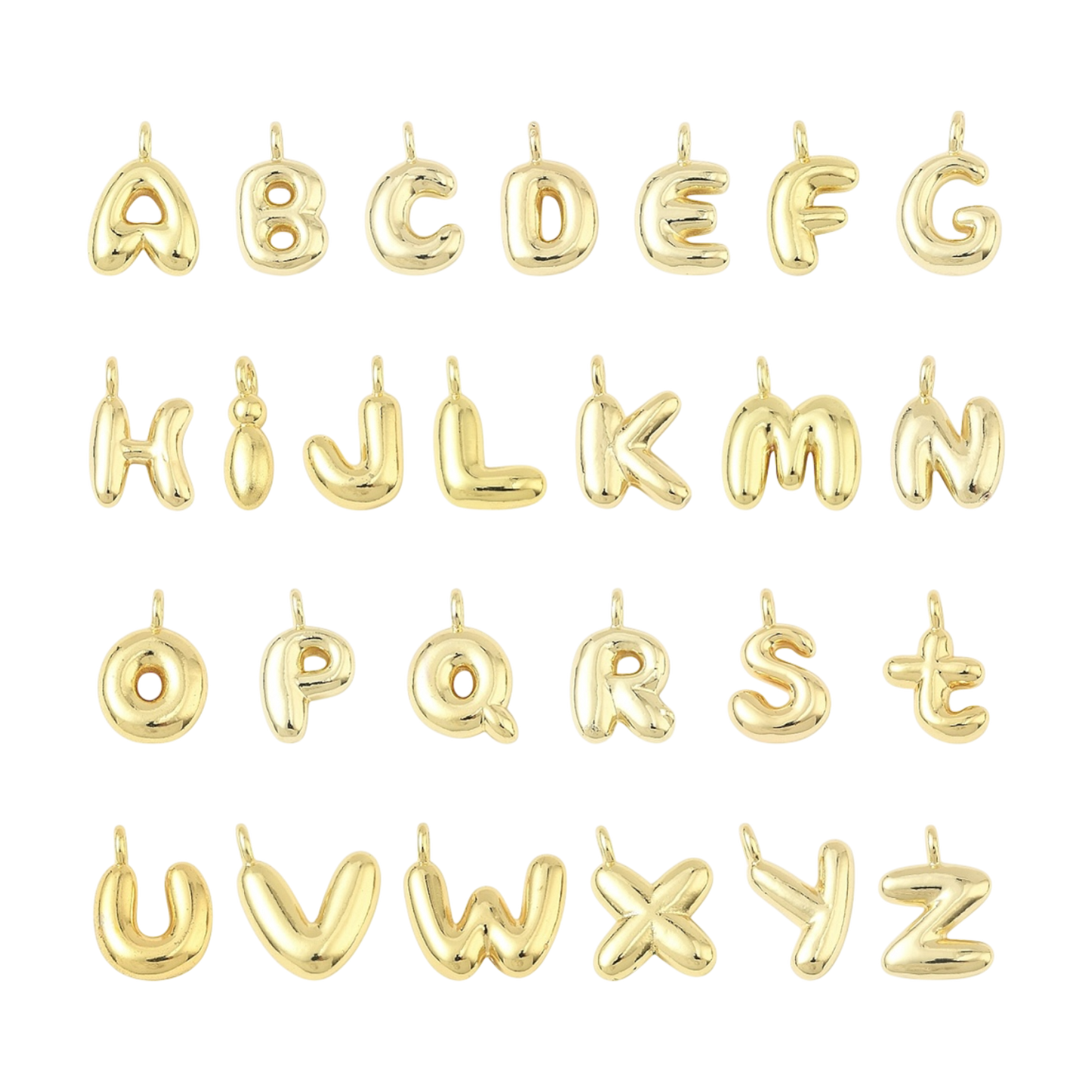 gold puffy letter charm