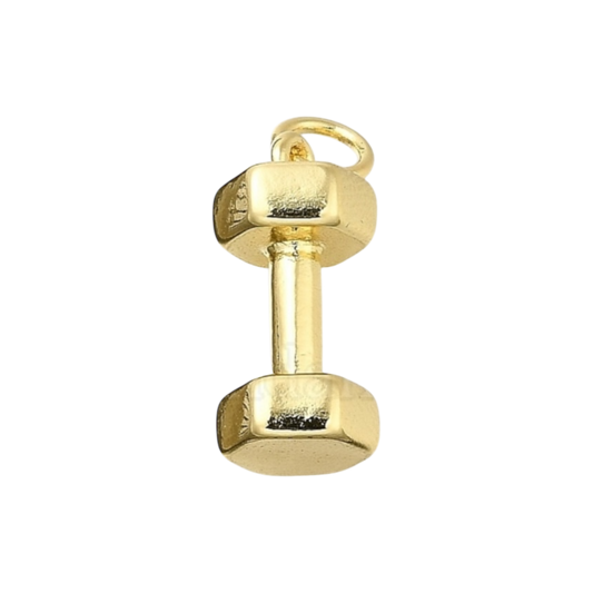 gold dumbbell weight charm