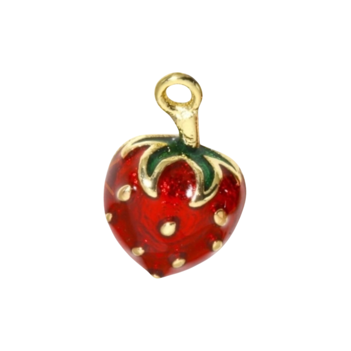 red, gold, and green strawberry charm