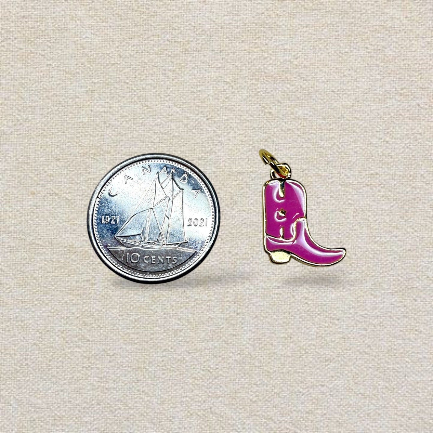 pink and gold cowboy boot charm (3)