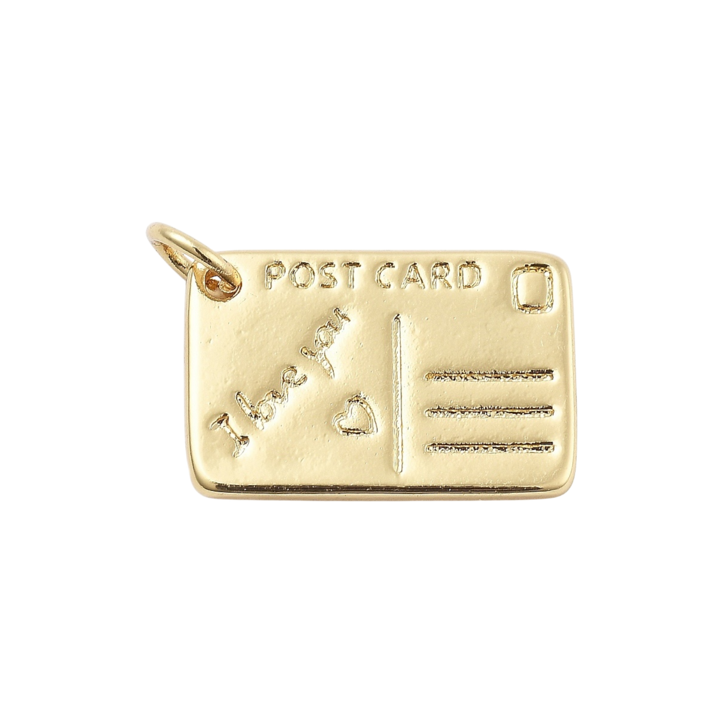 gold postcard charm