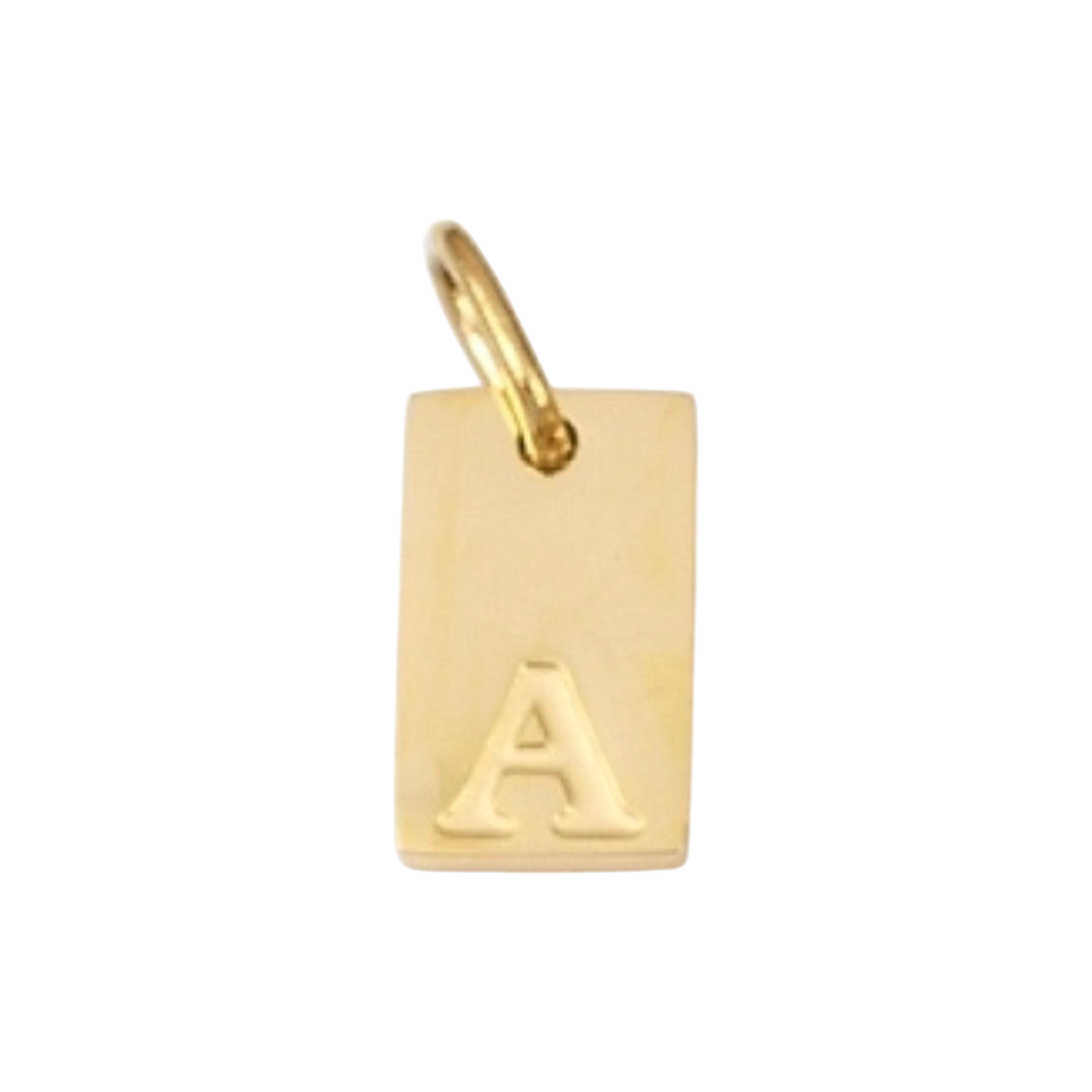 gold letter charm stamped