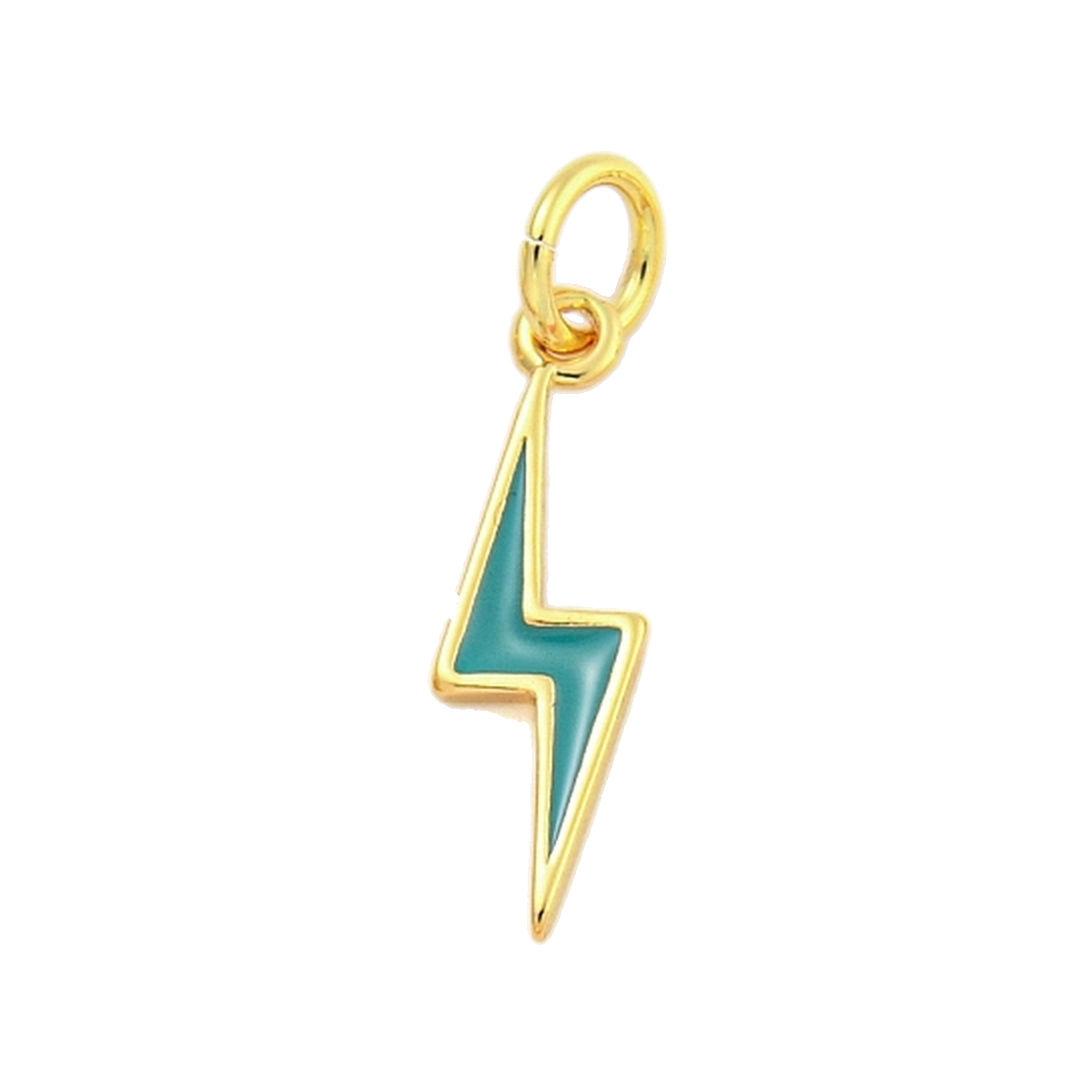 gold enamel lightning bolt charm (aqua)