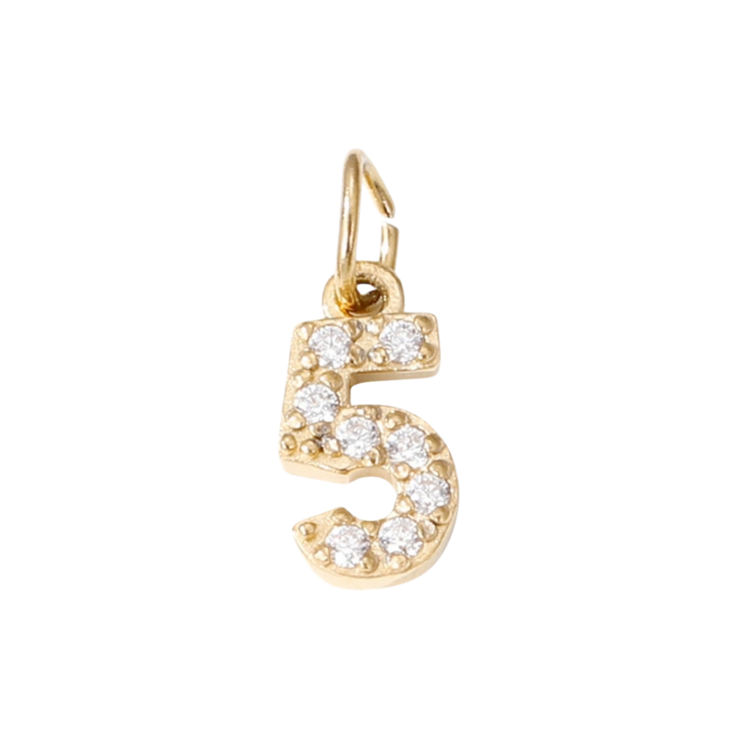 gold rhinestone number charm