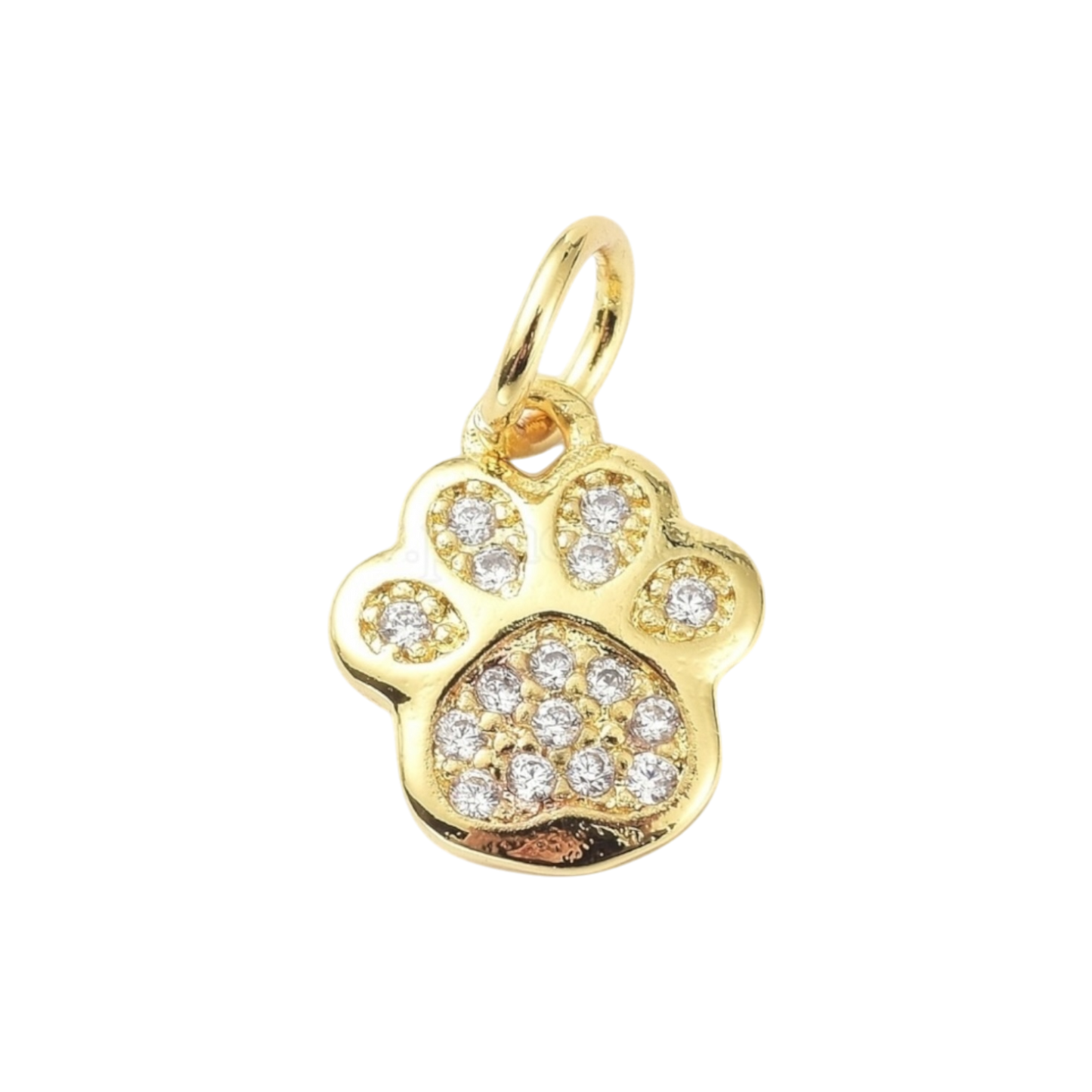 gold rhinestone paw charm