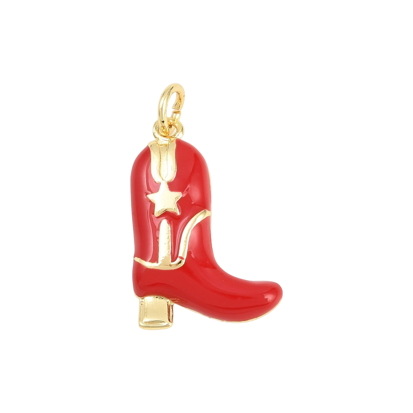 enamel cowboy boot charm red