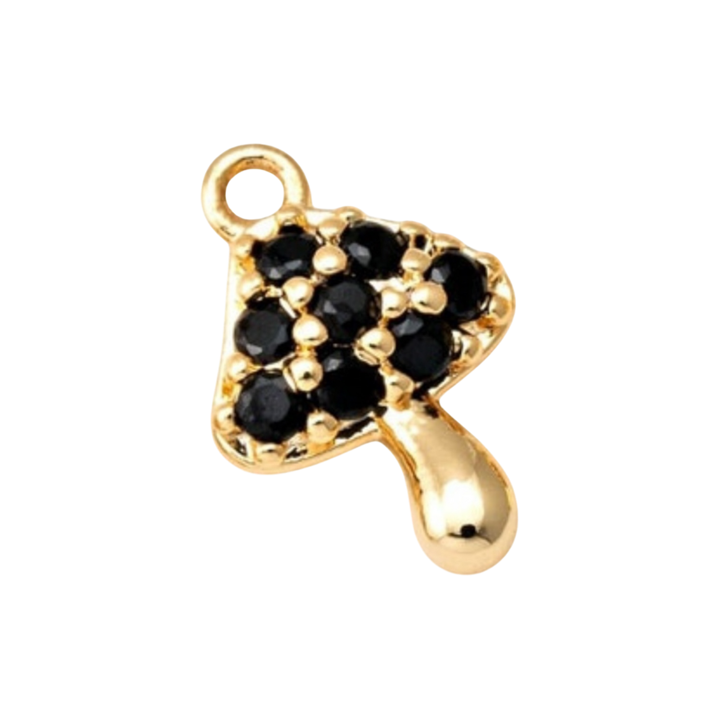 gold & black rhinestone mushroom charm
