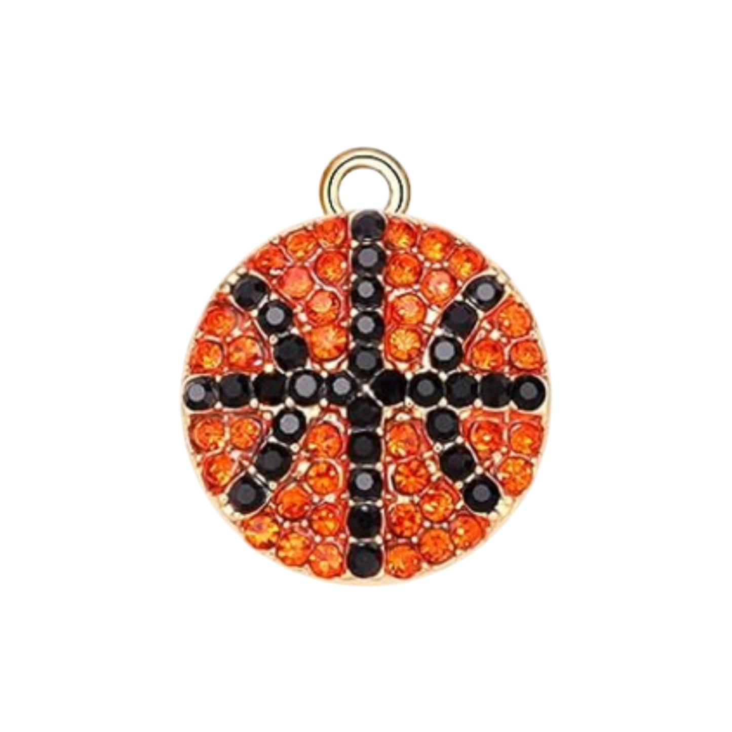 orange basketball rhinestone charm