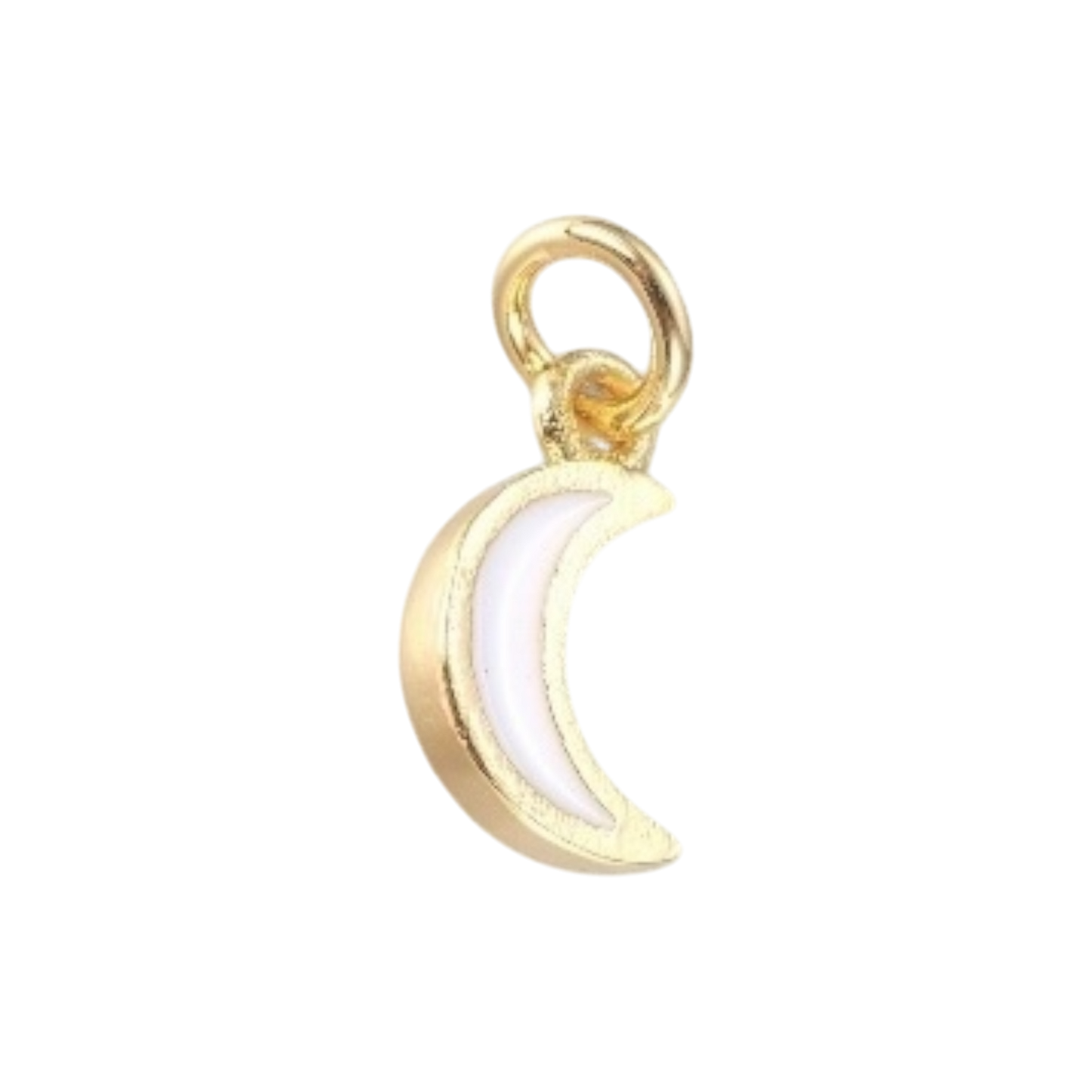 gold and white mini moon charm