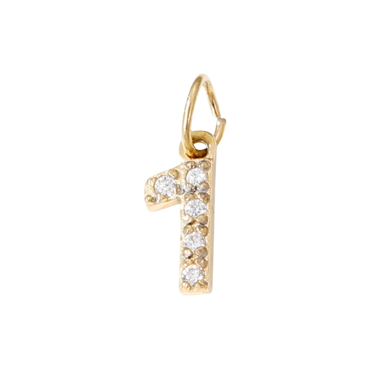 gold rhinestone number charm