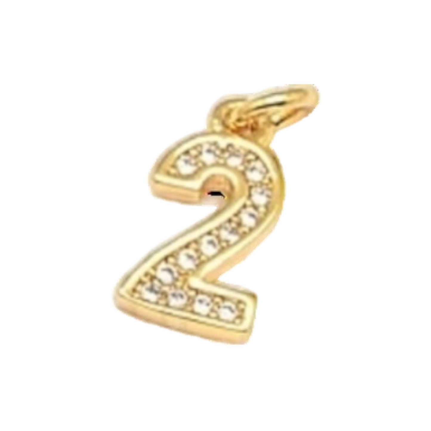 gold rhinestone number charm
