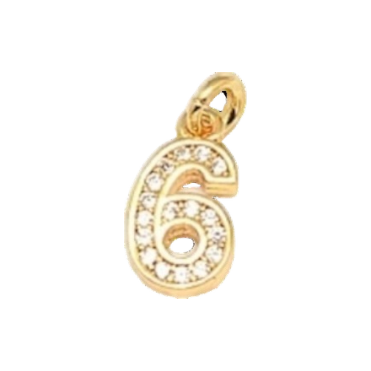 gold rhinestone number charm