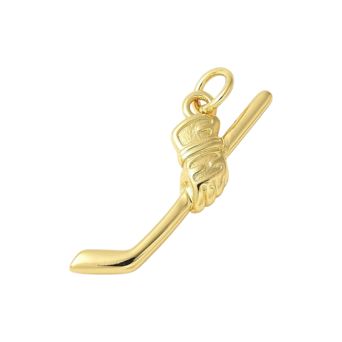 gold hockey stick and glove charm
